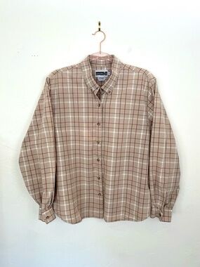 Panhandle Slim XL Women's Tan Plaid Button-Down Western Shirt Small Stain/Spot